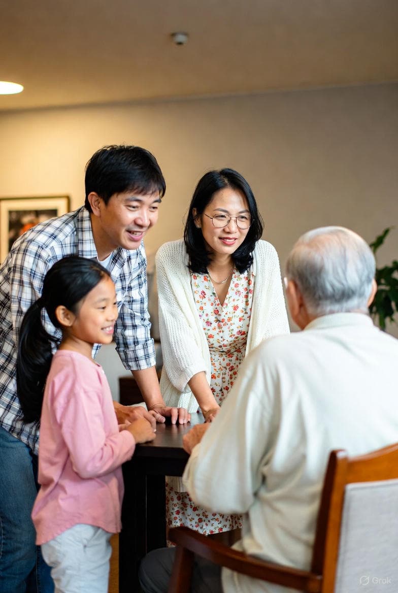 Family visiting senior loved one